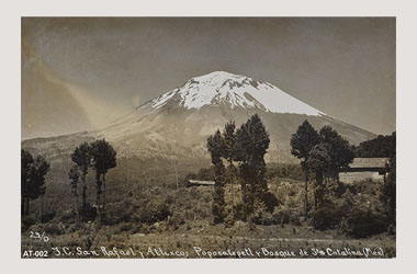 Foto - Postal Atlixco, Puebla,Volcán Popocatépetl,1910 aproximada