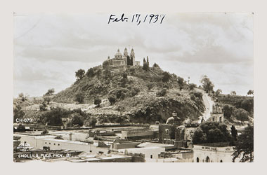 Foto - Postal Cholula, Puebla,Pirámide y Santuario de los Remedios,1937 aproximada