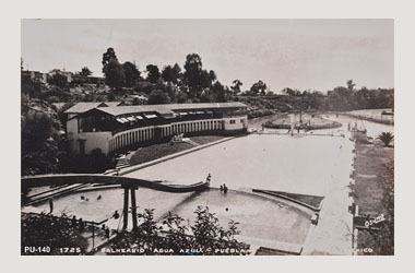 Foto - Postal Puebla, Puebla,Balneario Agua Azul,1943 aproximada