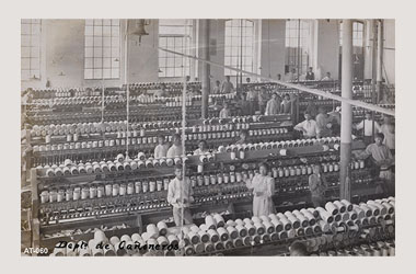 Foto - Postal Metepec, Atlixco, Puebla,Fábrica. Interior,1912 aproximada