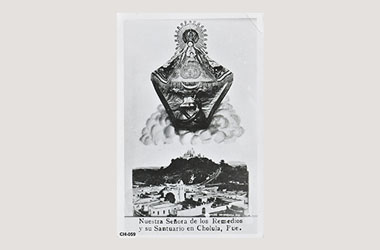 Foto - Postal Cholula, Puebla,Imagen de la Virgen de los Remedios y el Santuario de los Remedios.,No identificada
