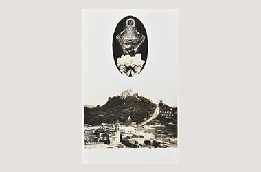Foto - Postal Cholula, Puebla,Imagen de la Virgen de los Remedios y el Santuario de los Remedios.,1934 aproximada