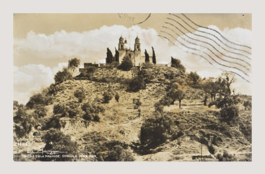 Foto - Postal Cholula, Puebla,Pirámide y Santuario de los Remedios,1937 aproximada