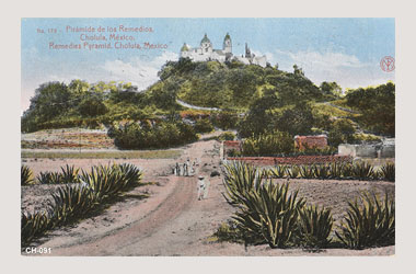Foto - Postal Cholula, Puebla,Pirámide,1929 aproximada