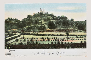 Foto - Postal Cholula, Puebla,Pirámide,1906 aproximada