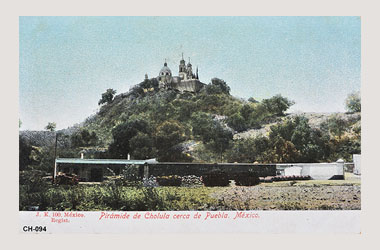 Foto - Postal Cholula, Puebla,Pirámide,1906 - 1908 aproximada