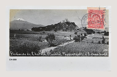 Foto - Postal Cholula, Puebla,Pirámide,1909 aproximada