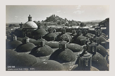 Foto - Postal Cholula, Puebla,Cúpulas de la Capilla Real,No identificada