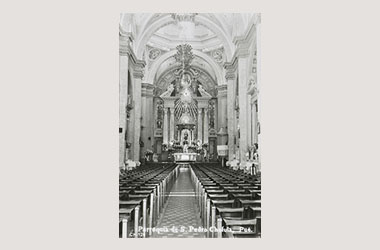 Foto - Postal Cholula, Puebla,Parroquia. Interior,No identificada