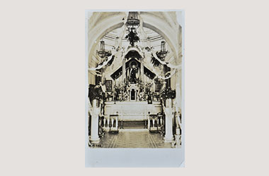 Foto - Postal Cholula, Puebla,Iglesia. Interior,1941 aproximada