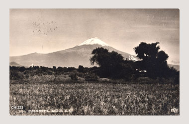Foto - Postal Cholula, Puebla,Volcán Popocatépetl,1939 - 1940 aproximada