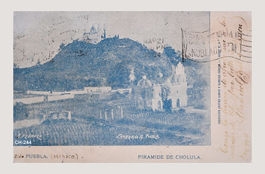 Foto - Postal Cholula, Puebla,Pirámide,1904 aproximada