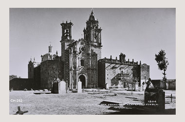 Foto - Postal San Francisco Acatepec, Cholula, Puebla,Iglesia de San Francisco Acatepec.,No identificada