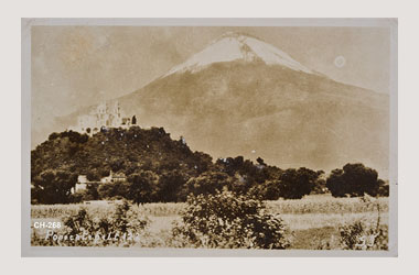 Foto - Postal Cholula, Puebla,Volcán Popocatepetl,1940 - 1950 aproximada