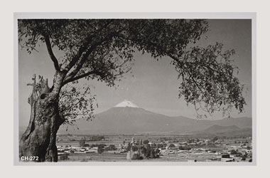 Foto - Postal Cholula, Puebla,Volcán Popocatepetl,1965 aproximada