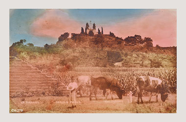 Foto - Postal Cholula, Puebla,Pirámide,1945 aproximada
