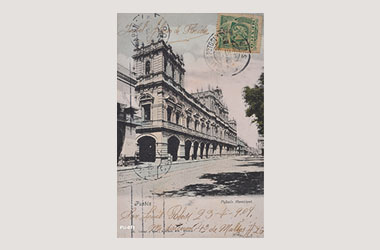 Foto - Postal Puebla, Puebla,Palacio Municipal,1909 aproximada