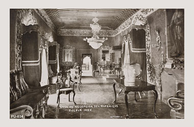 Foto - Postal Puebla, Puebla,Casa de Alfeñique. Interior,1940 aproximada