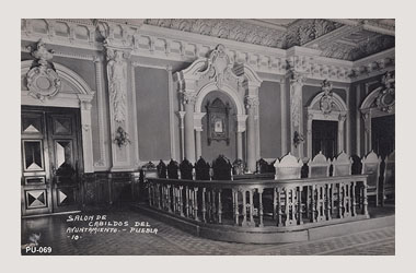 Foto - Postal Puebla, Puebla,Salón de Cabildos,No identificada