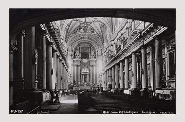 Foto - Postal Puebla, Puebla,Iglesia de San Francisco. Interior,No identificada