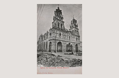 Foto - Postal Puebla, Puebla,Iglesia de la Compañía,1912 aproximada