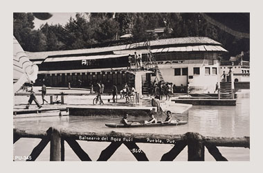 Foto - Postal Puebla, Puebla,Balneario Agua Azul,1954 - 02 aproximada