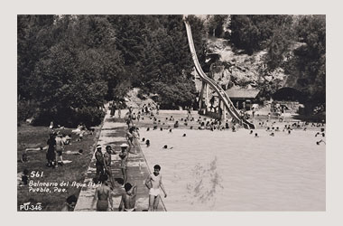 Foto - Postal Puebla, Puebla,Balneario Agua Azul,1954 aproximada