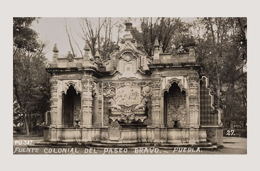 Foto - Postal Puebla, Puebla,Fuente,1929 aproximada