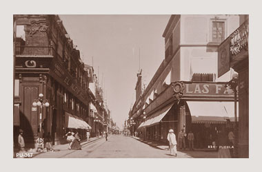 Foto - Postal Puebla, Puebla,Calle,1910 - 1920 aproximada