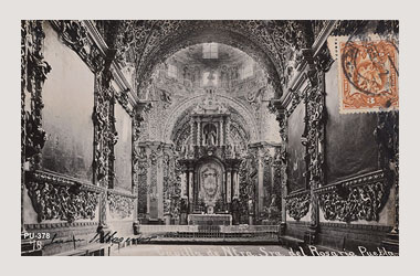 Foto - Postal Puebla, Puebla,Capilla del Rosario. Interior,1910 - 1912 aproximada